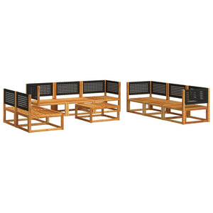9-teiliges Gartensofa-Set Akazie & Rattan