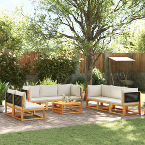 9-teiliges Gartensofa-Set Akazie & Rattan