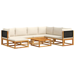8-tlg. Gartensofa-Set Akazie & Rattan