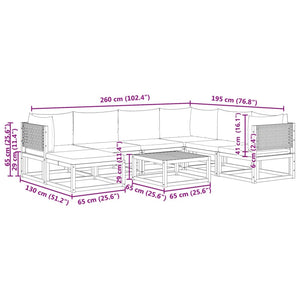 8-tlg. Gartensofa-Set Akazie & Rattan