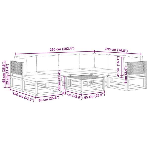 8-tlg. Gartensofa-Set Akazie & Rattan
