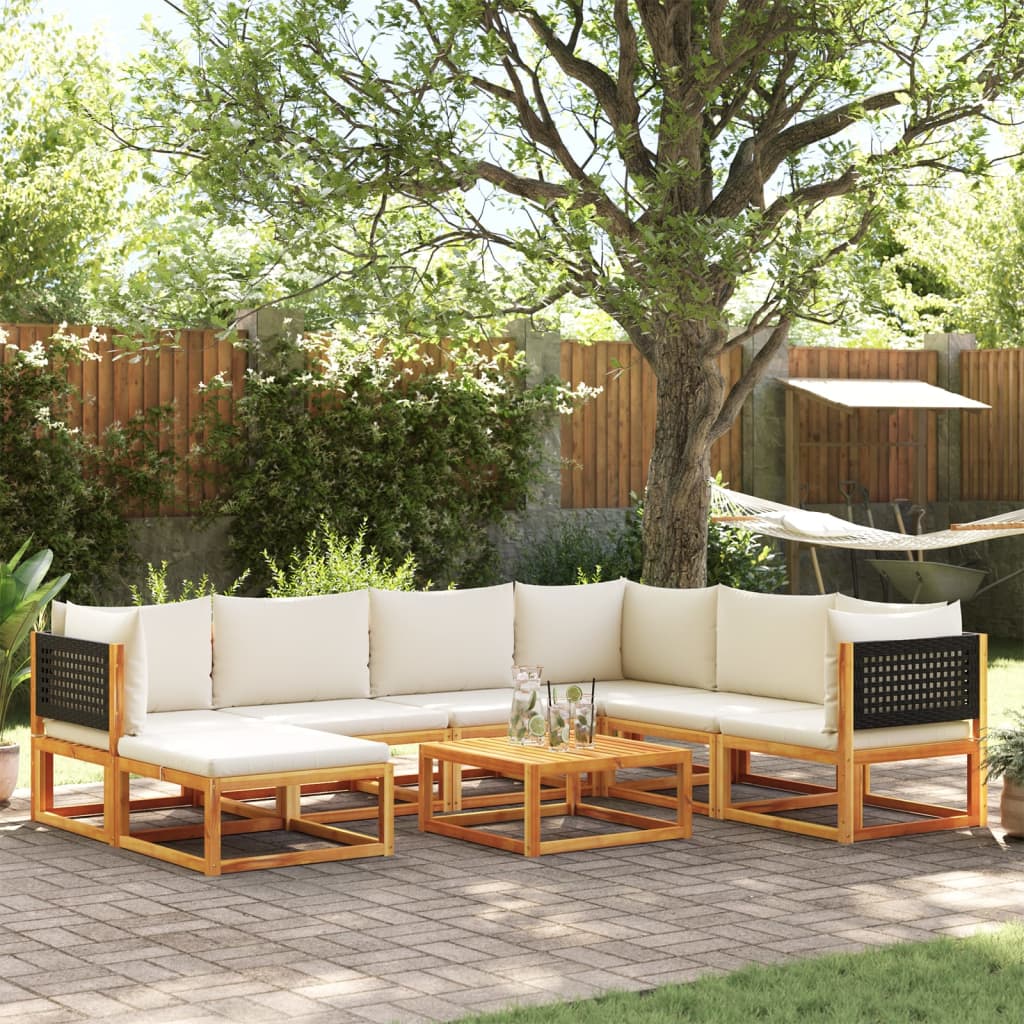8-tlg. Gartensofa-Set Akazie & Rattan