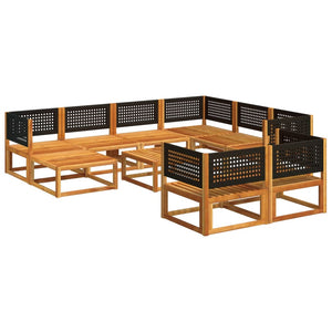 10-tlg. Gartensofa Set Akazie & Rattan