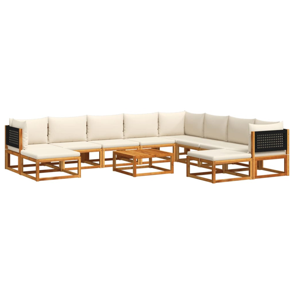 11-teiliges Gartensofa-Set Akazie & Rattan