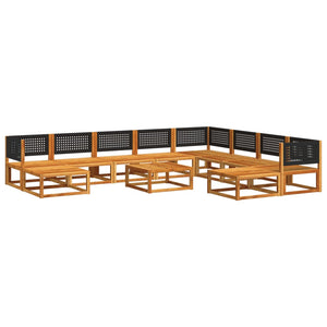 11-teiliges Gartensofa-Set Akazie & Rattan