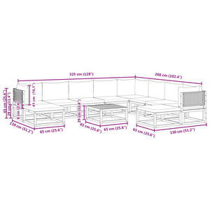 11-teiliges Gartensofa-Set Akazie & Rattan