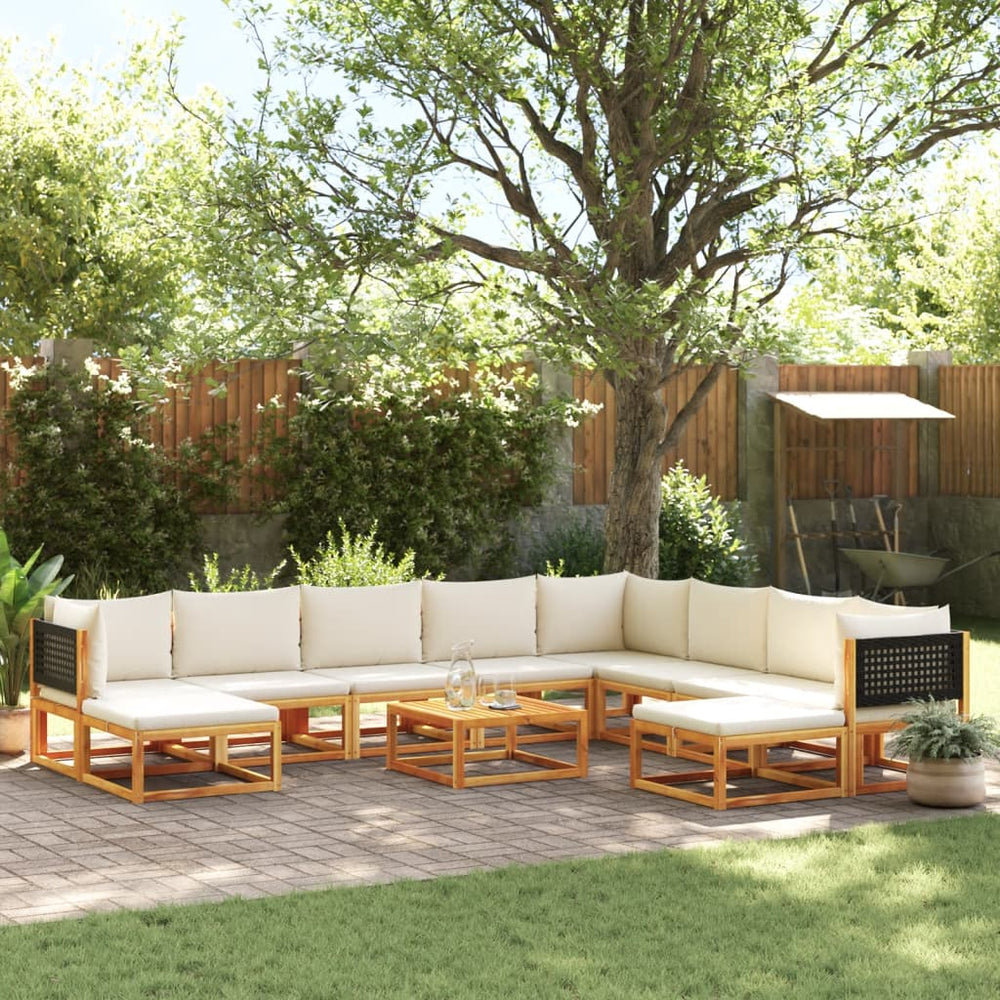 11-teiliges Gartensofa-Set Akazie & Rattan