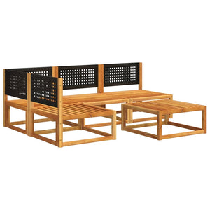 5-tlg. Gartensofa-Set Akazie & Rattan