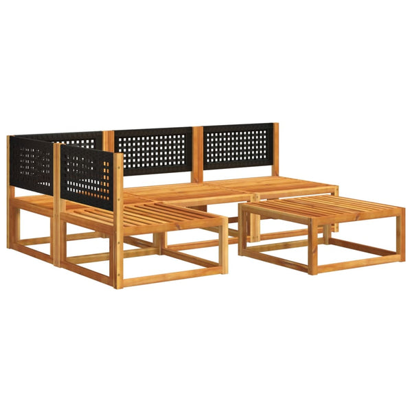 5-tlg. Gartensofa-Set Akazie & Rattan