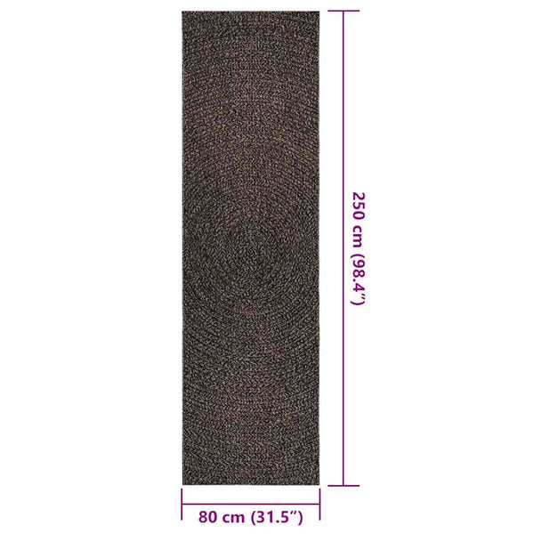 Anthrazit Teppich ZIZUR, 80x250 cm, Jute-Optik