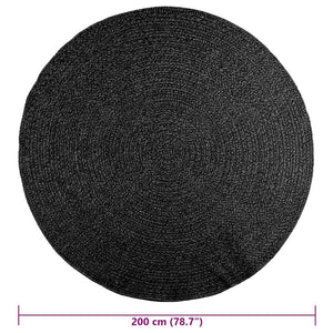 Anthrazit Teppich ZIZUR Ø 200cm Jute-Optik