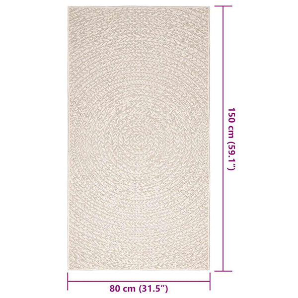 vidaXL Tapis ZIZUR Crème 80x150 cm Effet Jute Intérieur et Extérieur