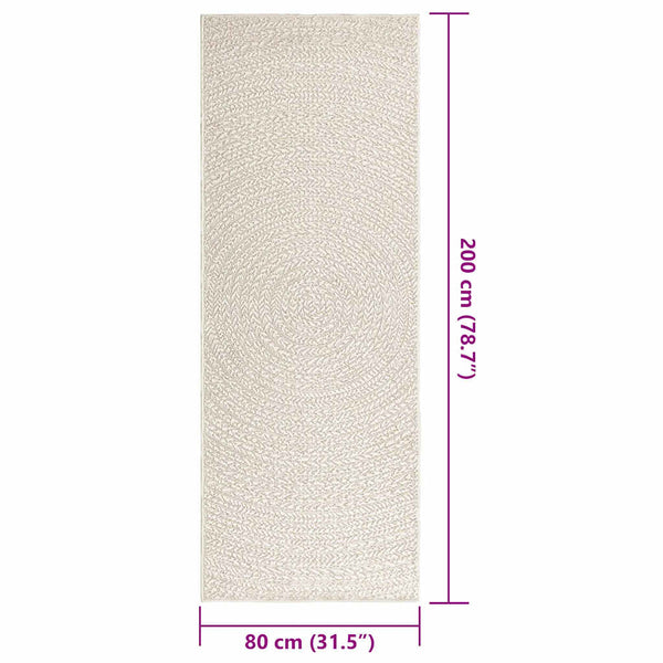 vidaXL Tapis ZIZUR Crème 80x200 cm Aspect Jute Intérieur et Extérieur