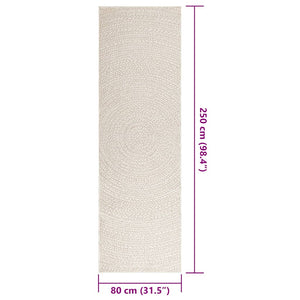 vidaXL Tapis ZIZUR Crème 80x250 cm Effet jute Intérieur et Extérieur