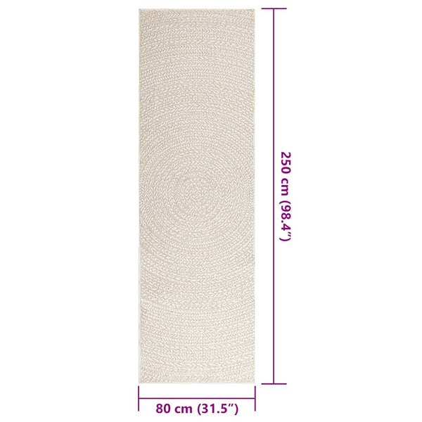 vidaXL Tapis ZIZUR Crème 80x250 cm Effet jute Intérieur et Extérieur