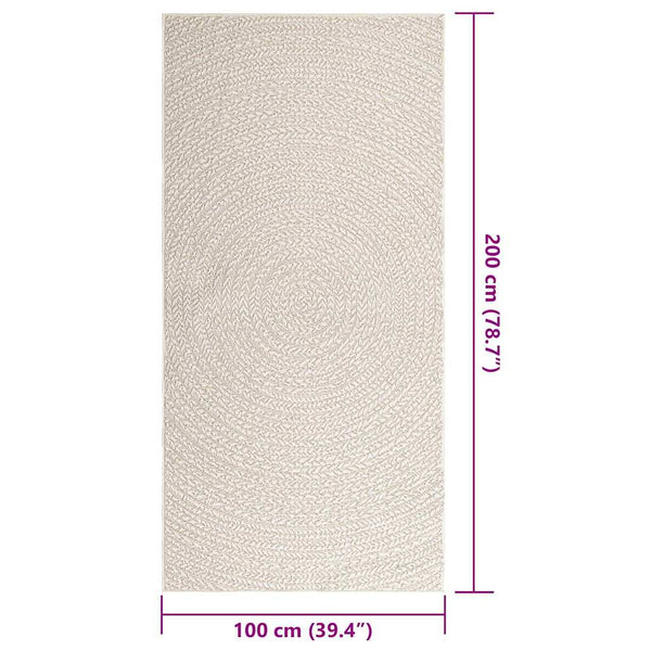 Teppich ZIZUR Creme 100x200 cm Jute-Optik