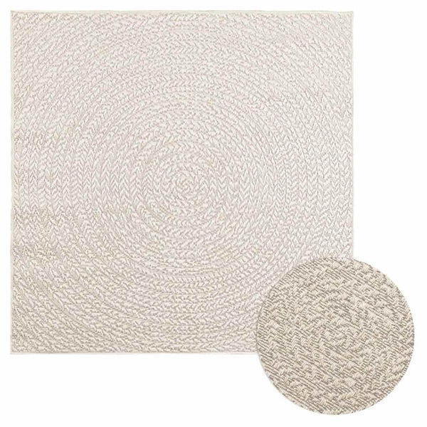 Cremefarbener Teppich ZIZUR, 120x120 cm, Jute-Optik