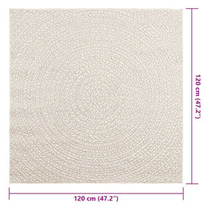 Cremefarbener Teppich ZIZUR, 120x120 cm, Jute-Optik