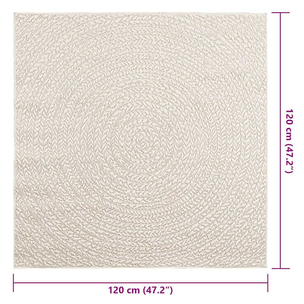 Cremefarbener Teppich ZIZUR, 120x120 cm, Jute-Optik