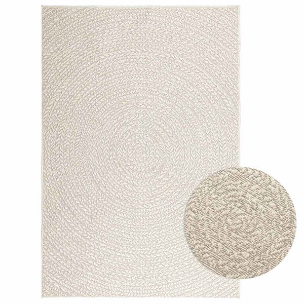 ZIZUR Creme Teppich, 120x170 cm, Jute-Optik