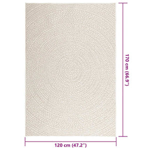 ZIZUR Creme Teppich, 120x170 cm, Jute-Optik