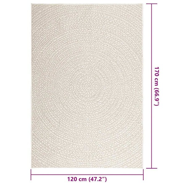 ZIZUR Creme Teppich, 120x170 cm, Jute-Optik