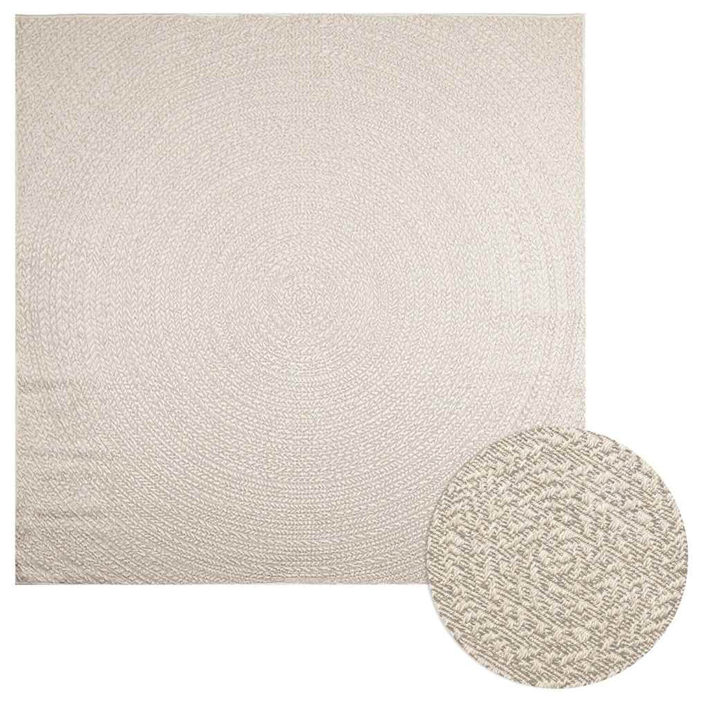 Cremefarbener Teppich ZIZUR, 240x240 cm, Jute-Optik