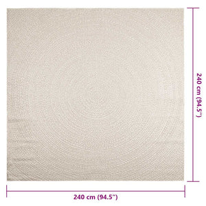 Cremefarbener Teppich ZIZUR, 240x240 cm, Jute-Optik