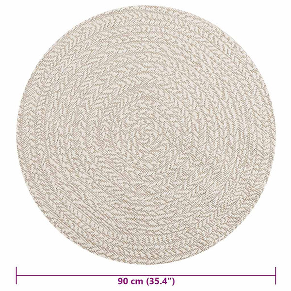 Teppich ZIZUR Creme Ø 90 cm Jute-Optik