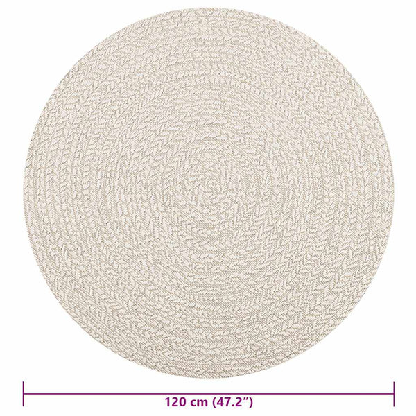 vidaXL Tapis ZIZUR crème Ø 120 cm aspect jute intérieur et extérieur