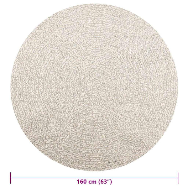 Runder Teppich Creme Ø 160 cm Jute-Optik