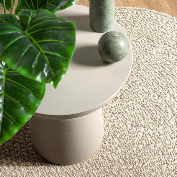 Runder Teppich Creme Ø 200cm Jute-Optik