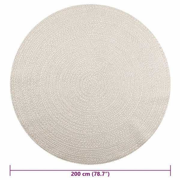Runder Teppich Creme Ø 200cm Jute-Optik