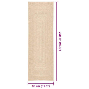 Beiger Teppich ZIZUR, 80x250 cm, Jute-Optik