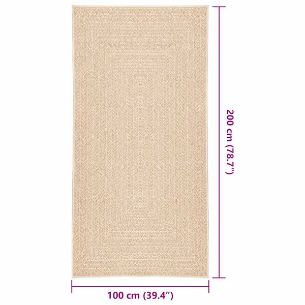 vidaXL Tapis ZIZUR Beige 100x200 cm Aspect Jute Intérieur et Extérieur