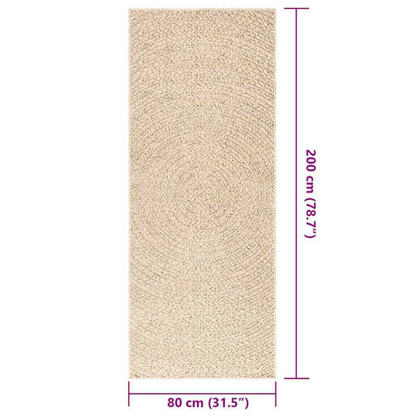 Beiger Jute-Optik Teppich 80x200 cm Indoor/Outdoor