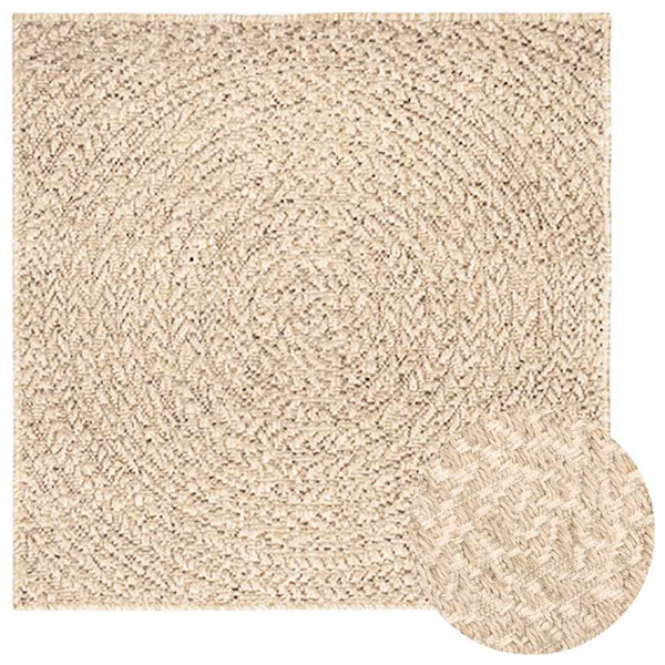 Beiger Jute-Optik Teppich ZIZUR 120x120cm