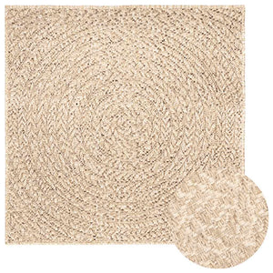 Beiger Jute-Optik Teppich 200x200cm für Innen & Außen