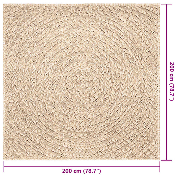 Beiger Jute-Optik Teppich 200x200cm für Innen & Außen