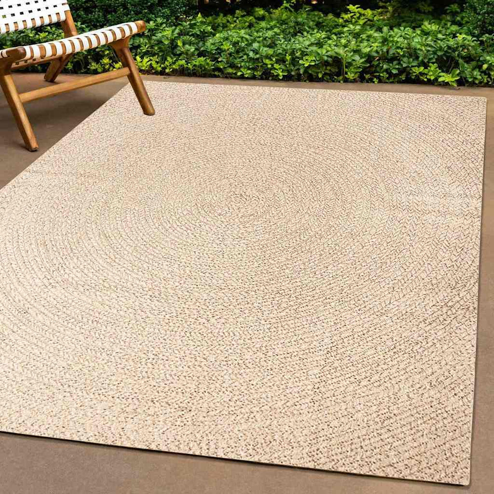 vidaXL ZIZUR Beige 240x240 cm Jute-Look Indoor and Outdoor Rug