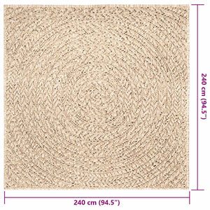 Beiger Teppich ZIZUR, 240x240 cm, Jute-Optik