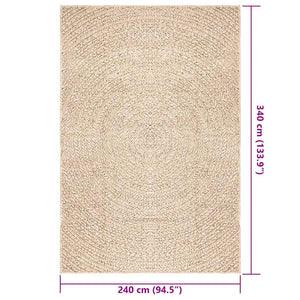 Beiger Jute-Optik Teppich ZIZUR 240x340 cm