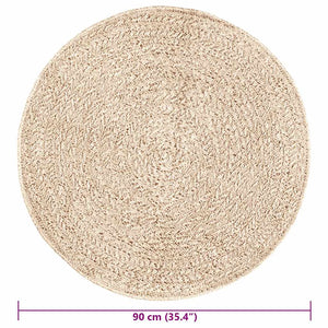 vidaXL Tapis ZIZUR Beige Ø 90 cm Aspect Jute Intérieur et Extérieur