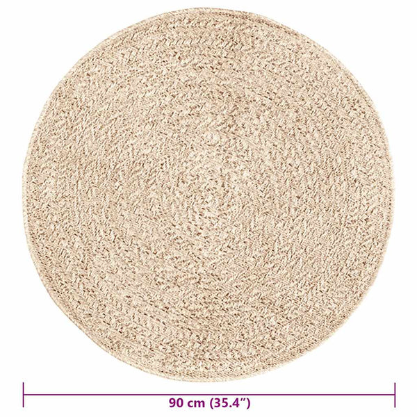 vidaXL Tapis ZIZUR Beige Ø 90 cm Aspect Jute Intérieur et Extérieur