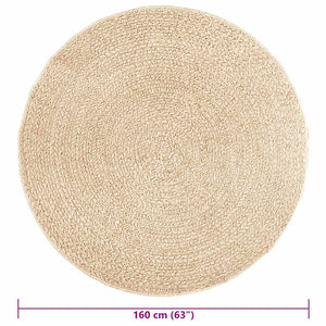 Beiger Jute-Optik Teppich Ø 160cm