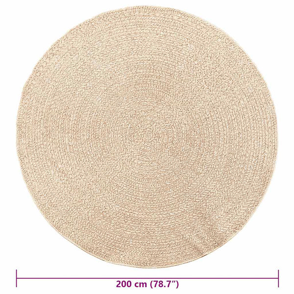 Beiger Jute-Optik Teppich Ø 200cm