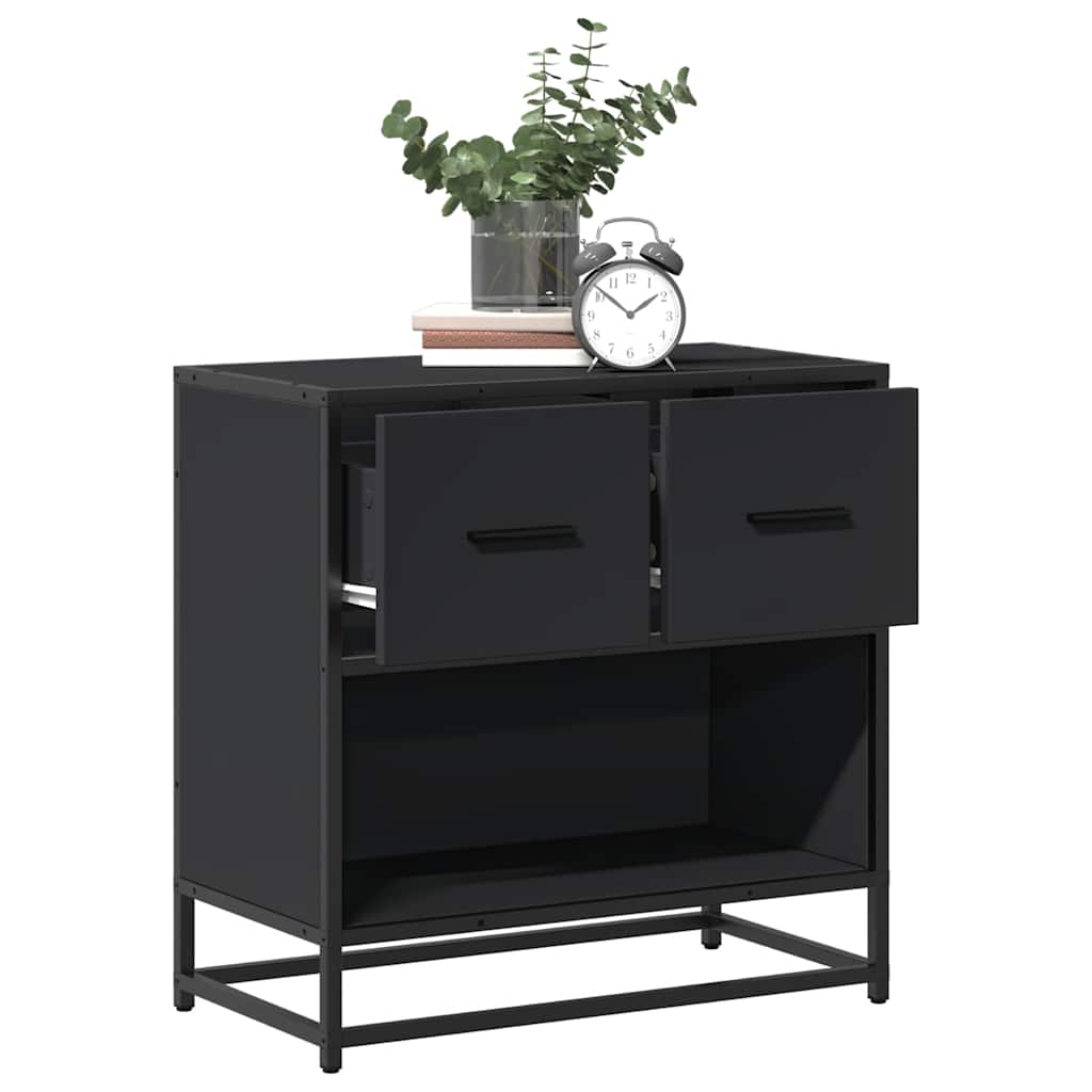 Schwarzer Nachttisch 60 cm