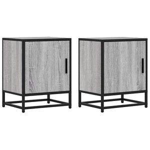 vidaXL Tables de chevet 2 pcs Gris Sonoma 40x31x50 cm Bois d'ingénierie Métal