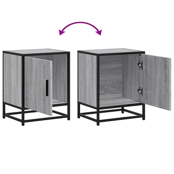 vidaXL Tables de chevet 2 pcs Gris Sonoma 40x31x50 cm Bois d'ingénierie Métal