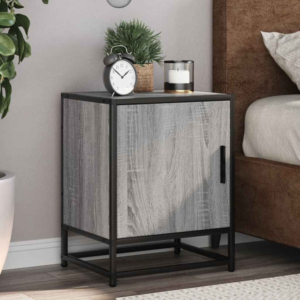 vidaXL Tables de chevet 2 pcs Gris Sonoma 40x31x50 cm Bois d'ingénierie Métal